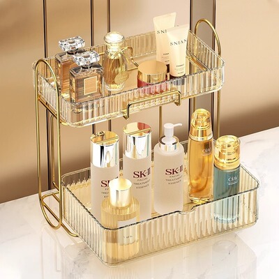 Light luxury cosmetics storage box, acrylic dressing table, desktop lipstick, skincare products, bathroom storage rack