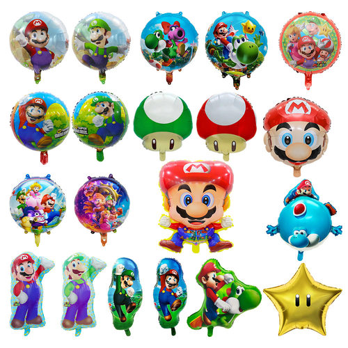 Foreign Trade Super Mario Cartoon Aluminum Film Shaped Balloon Children's Birthday Party Live Decoration Game Balloon