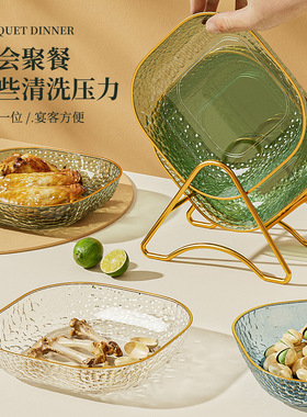Light luxury bone spitting dish, household food grade PET material fruit dish, dining table garbage dish, snack dry fru
