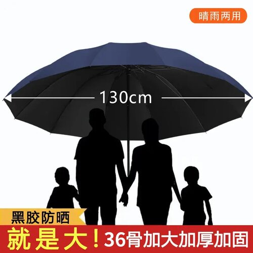 加大加固抗暴风雨黑胶晴雨伞
