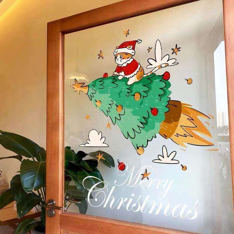 新年圣诞节装饰品玻璃贴纸可爱圣诞树静电贴窗贴门贴窗花贴画,节庆用品/礼品,节日装扮用品,淘宝优惠券,粉丝福利购,淘宝优惠卷
