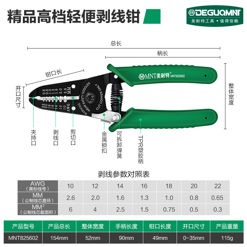 美耐特剥线钳工具多功能电工剪线钳剥电线皮家用电缆拨线端子钳子