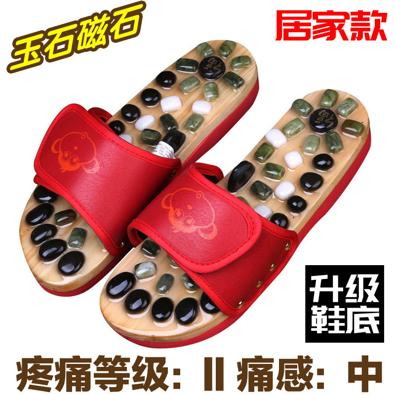 家用砭石脚底按摩器木质滚轮式脚部足部穴位搓排鹅卵石足底按摩机