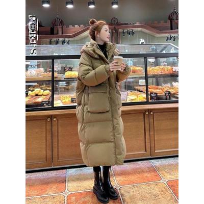 冬季长款羽绒服女过膝2025新款时尚高级感连帽加厚白鹅绒外套