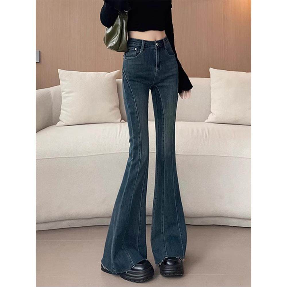 2025春秋新款微喇牛仔裤女爆款高腰修身弹力百搭小个子马蹄喇叭裤