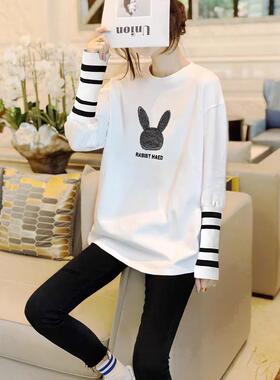 白色长袖T恤女春秋冬2025新款中长版遮屁股内搭加绒大尺码打底衫