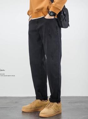 【加绒加厚】Ander Jurnal牛仔裤男宽松直筒大码锥形弹力长裤子冬