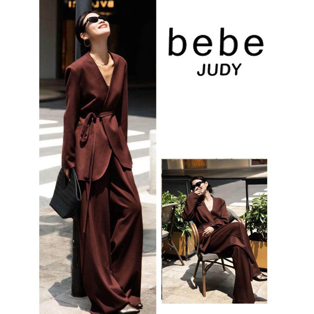 bebe judy简而奢华~老钱风安可拉红套装女秋款西装外套阔腿裤两件
