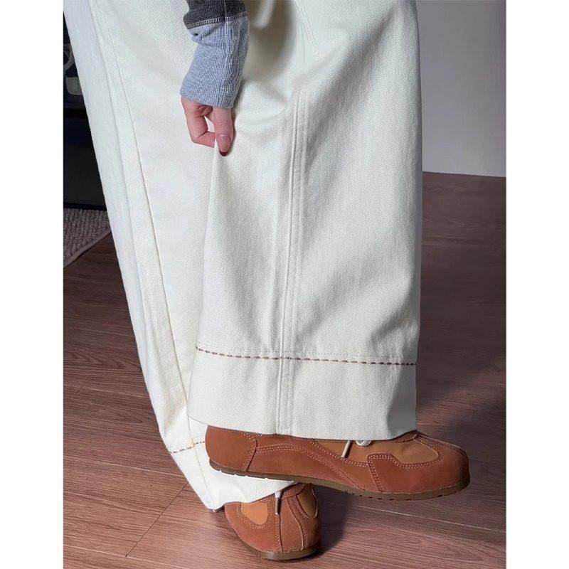 法国Rixo Kelly白色阔腿牛仔裤新款小个子直筒裤梨形身材气质裤子