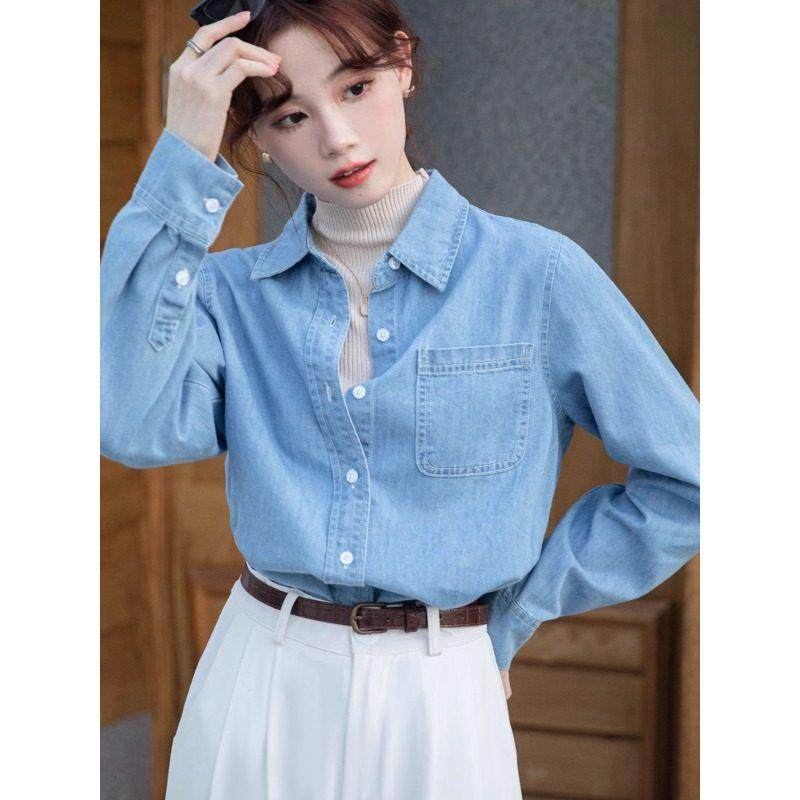 法式ROUJE NAIVE高端牛仔复古风衬衫女上衣软绵叠穿长袖外套衬衣,女装/女士精品,大码内搭,淘宝优惠券,粉丝福利购,淘宝优惠卷