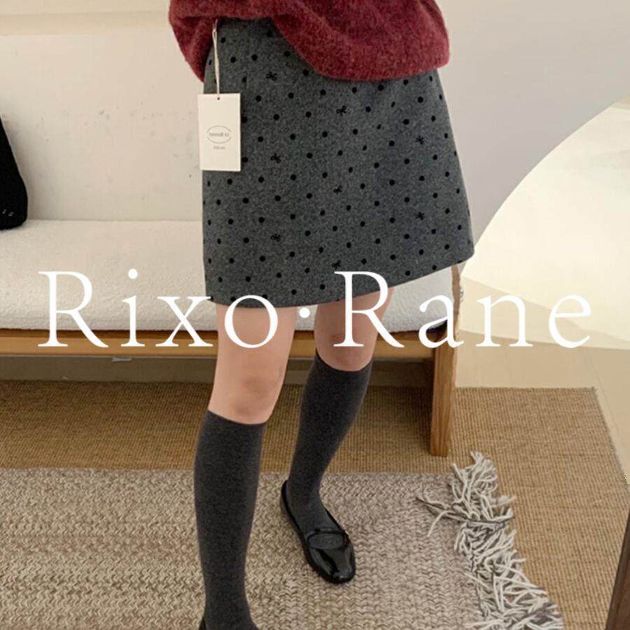 法国Rixo Rane?梨形身材波点羊毛呢半身裙女高腰灰色a字包臂短裙