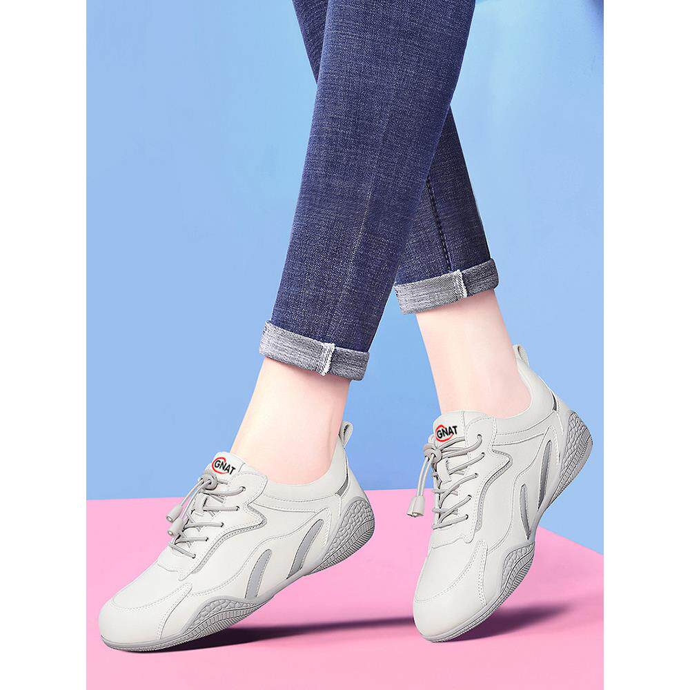 平底轻便时尚休闲鞋子透气软底一脚蹬运动跑步鞋真皮旅游鞋女百搭