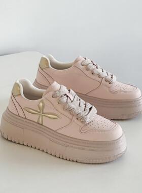 AD Hepburn2024春季新款真皮厚底爆款小白鞋女百搭时尚透气休闲鞋