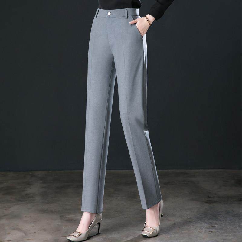 春夏新款西裤女高腰显瘦直筒免烫垂感宽松大码正装职业修身西装裤