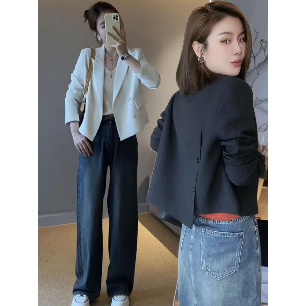 高级感短款小个子西装外套女2025春季新款小众设计感休闲西服上衣