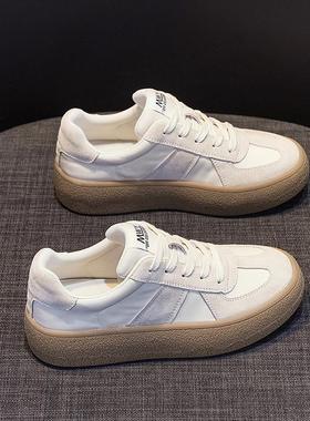 做个洋气的女神~AD Hepburn真皮厚底德训鞋女4CM厚底百搭休闲板鞋