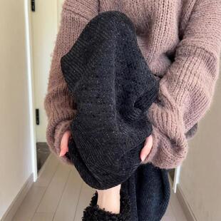 IT UNDER GARDEN 黑色细闪阔腿裤女春季加绒加厚慵懒风软糯直筒裤