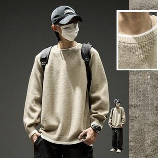 休闲男装 慵懒线衣针织打底衫 潮牌假两件毛衣男春秋季 コーデュイ