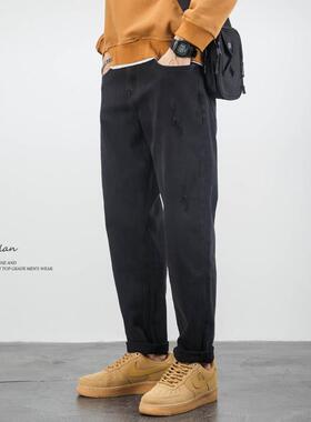 【加绒加厚】Ander Jurnal牛仔裤男宽松直筒大码锥形弹力长裤子冬