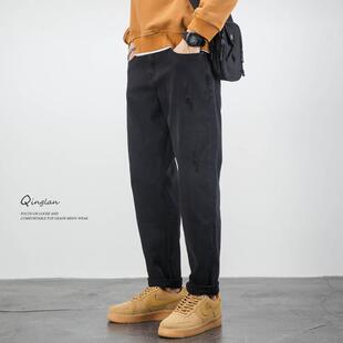 【加绒加厚】Ander Jurnal牛仔裤男宽松直筒大码锥形弹力长裤子冬