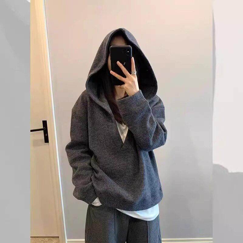 法国Rixo Kelly正肩连帽毛呢上衣洋派别致小个子短款呢子卫衣外套