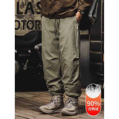 潮牌户外加厚羽绒裤男冬季美式抽绳伞兵裤保暖工装外穿滑雪棉裤