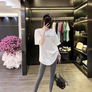 t恤女宽松遮屁股弧形下摆上衣 纯棉短袖 法国Rouje Dsyle白色中长款