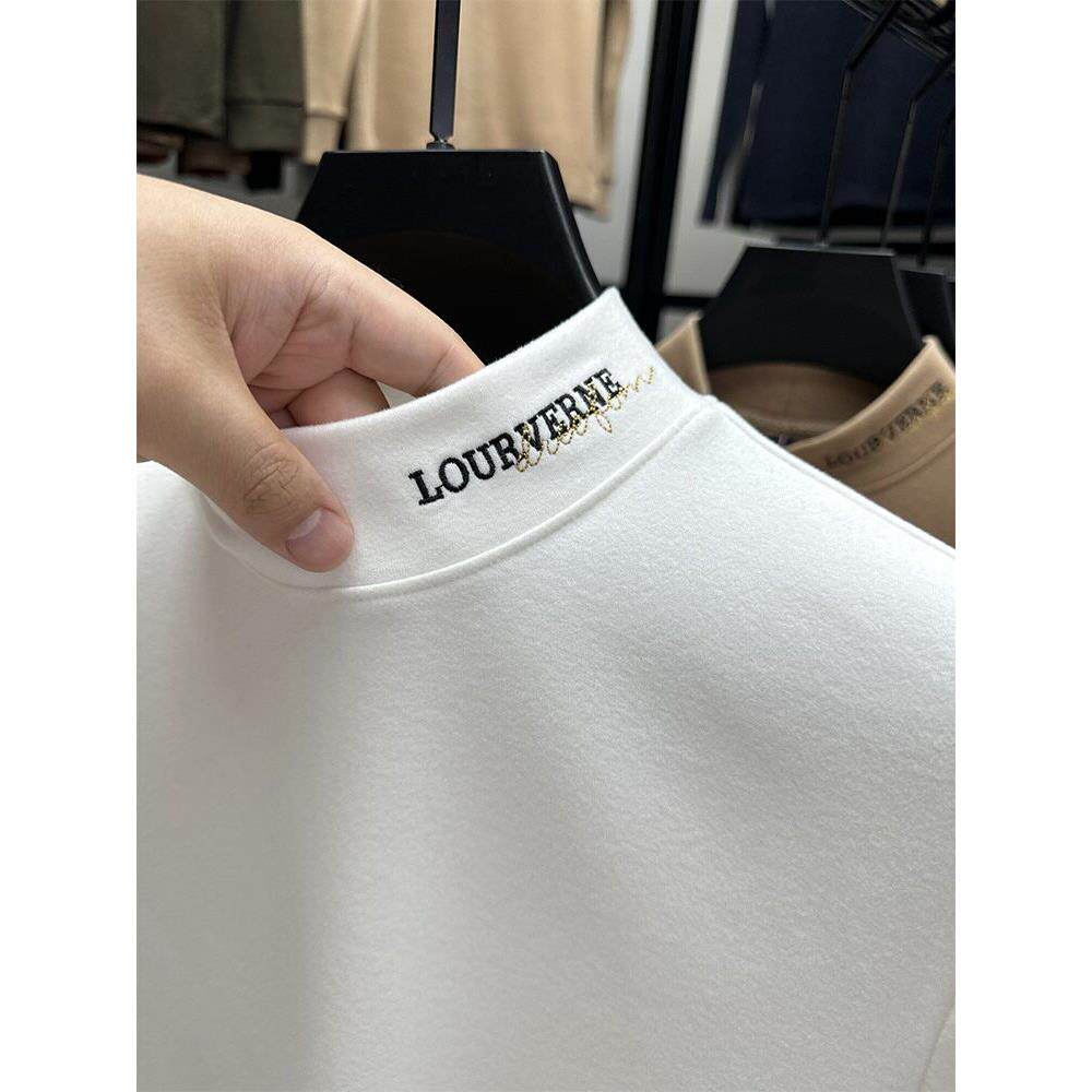 保暖德绒打底衫男秋冬加厚半高领内搭长袖t恤双面绒卫衣中领上衣