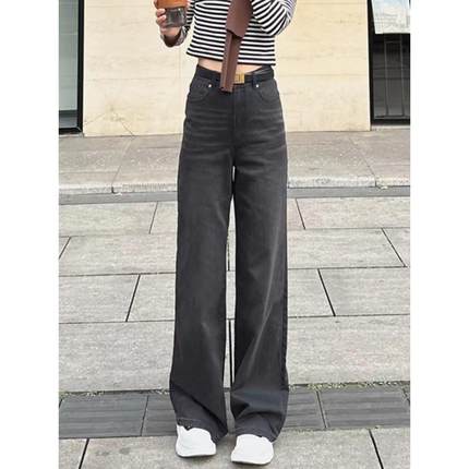 2025秋冬新款鑫欣阿玛施艾正加绒阔腿牛仔裤显瘦直筒长5100388