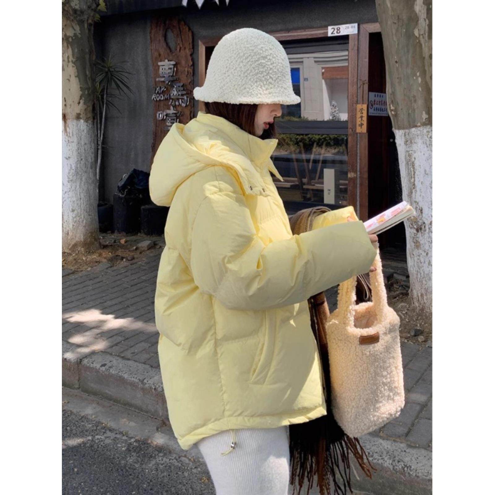 法国ROUJE NAIVE高端连帽短款羽绒服女白鸭绒免洗宽松加厚外套女