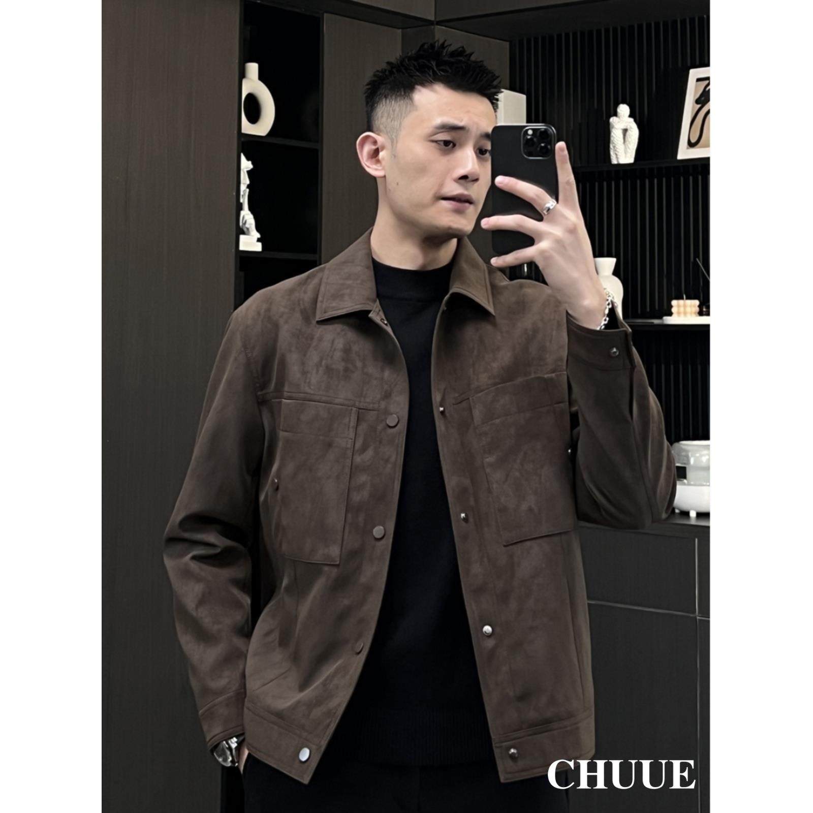 CHUUE/春秋潮流pu皮夹克男翻领痞帅时尚轻熟百搭机车工装皮衣外套,男装,皮衣,淘宝优惠券,粉丝福利购,淘宝优惠卷