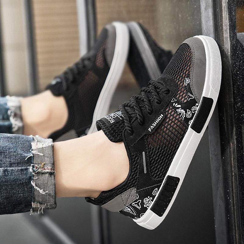 男鞋夏季透气薄款网面镂空大网眼板鞋男士网鞋单网男款大尺码潮鞋