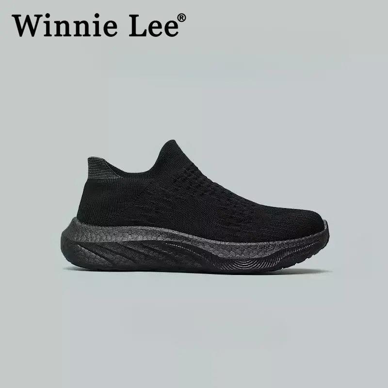 Winnie Lee男鞋超软超轻底踩屎感爆米花防滑一脚蹬袜子鞋男女飞织
