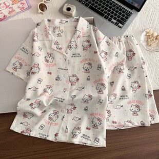 短裤 女孩开衫 中大童卡通家居服套装 女童睡衣男童春夏秋季 新款 短袖