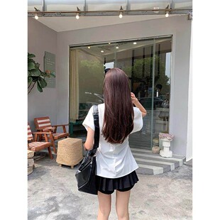 衬衫 韩系短袖 女设计感收腰显瘦翻领白色衬衣chic上衣 新款 2026夏季