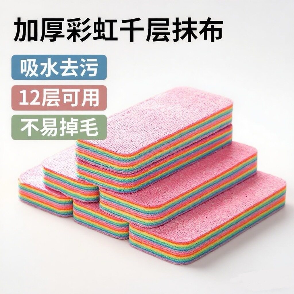 彩虹千层加厚吸水不沾油抹布
