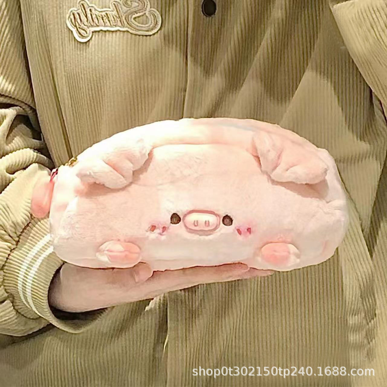 毛绒日系小猪ins笔袋粉色少女