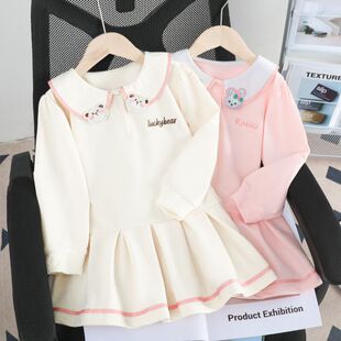 女童卫衣裙春装POLO连衣裙女宝宝学院风娃娃领裙子春秋儿童公主裙