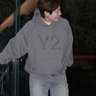 创意印花银河闪粉灰色连帽卫衣宽松重磅套头上衣外套 Y2NG