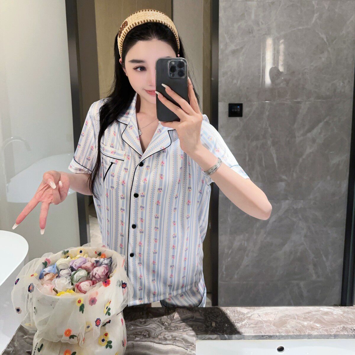 维家小碎花明星同款冰丝睡衣女
