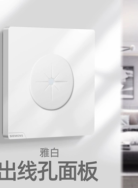 西门子皓彩白金灰色空白遮丑盖带出穿线孔电视背景墙网线圆形面板