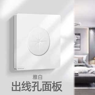 西门子皓彩白金灰色空白遮丑盖带出穿线孔电视背景墙网线圆形面板