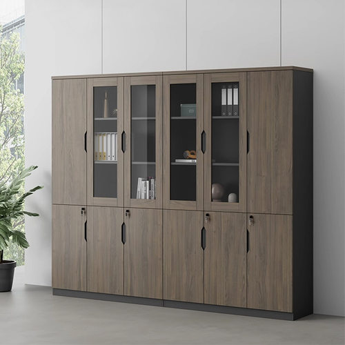 定制柜子文件柜办公室木质老板室带锁玻璃落地柜资料家具组合高柜