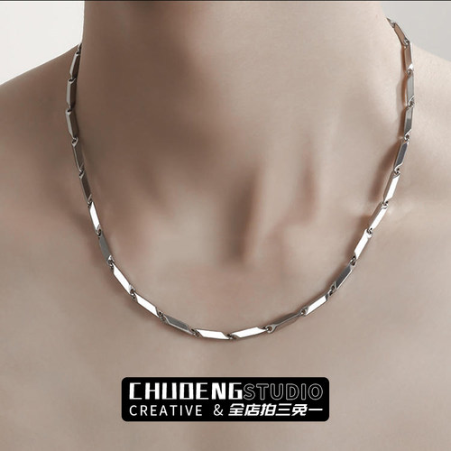 菱形钛钢项链男士高级感男款