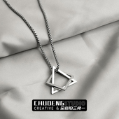 几何项链男潮女ins嘻哈男生轻奢小众简约百搭秋冬男士 毛衣链吊坠