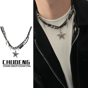 五角星铆钉choker项链男女哥特暗黑颈链小众设计锁骨链嘻哈配饰品