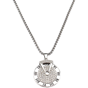 罗马数字个性可转动吊坠欧美嘻哈项链男女潮人挂坠男女钛钢配饰品