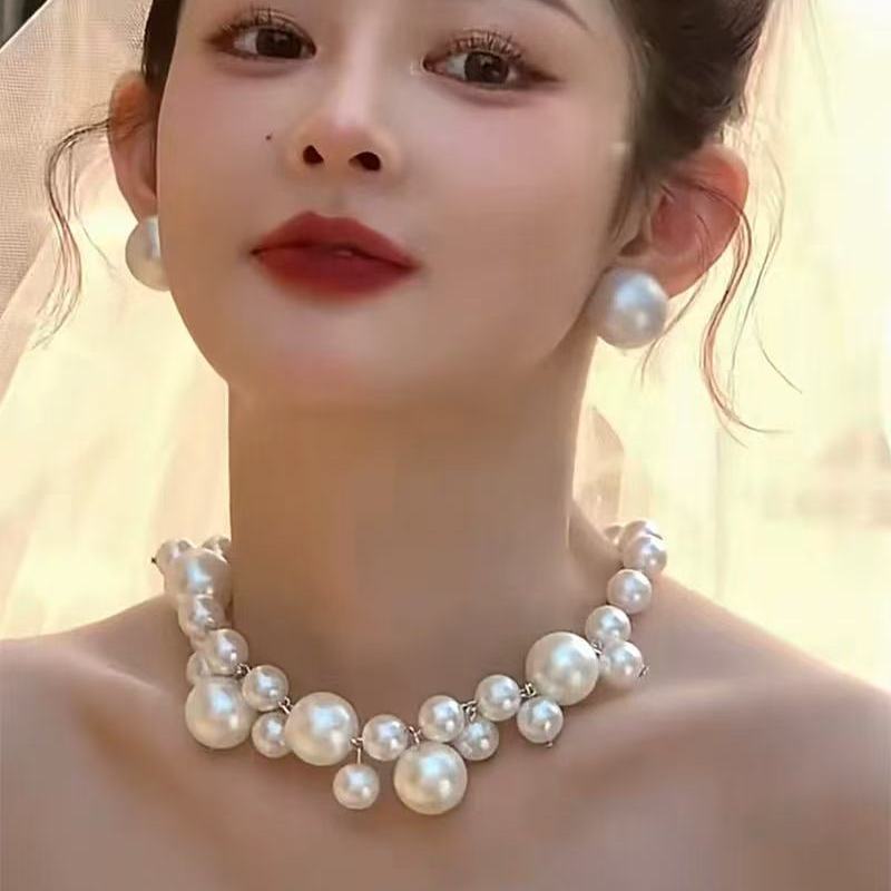 气质氛围感夸张仿珍珠项链女