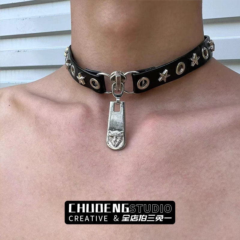 豹头拉链项链原宿哥特亚文化