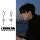 清冷感耳环小众设计高级感雪花十字架耳坠耳扣男女耳钉耳夹耳饰品